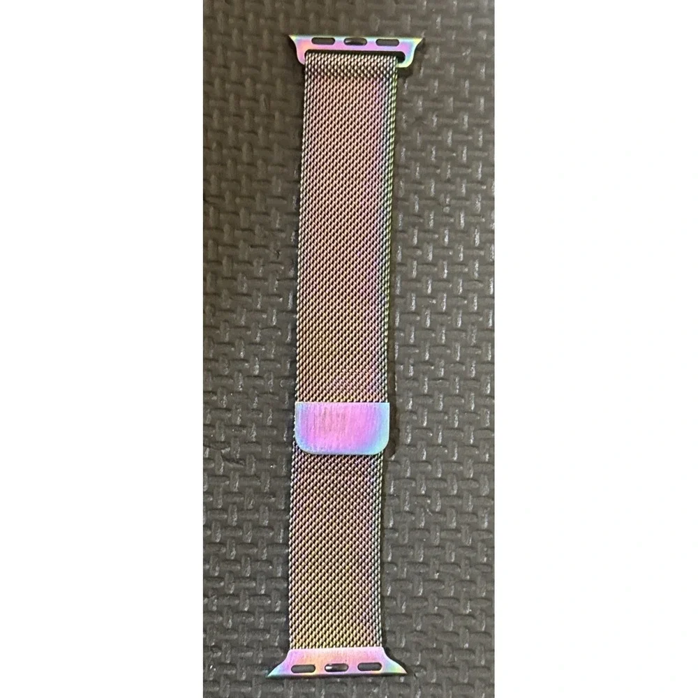 Metal Rainbow Mesh Magnetic Loop Apple Watch Replacement Band Fits 42-45mm
